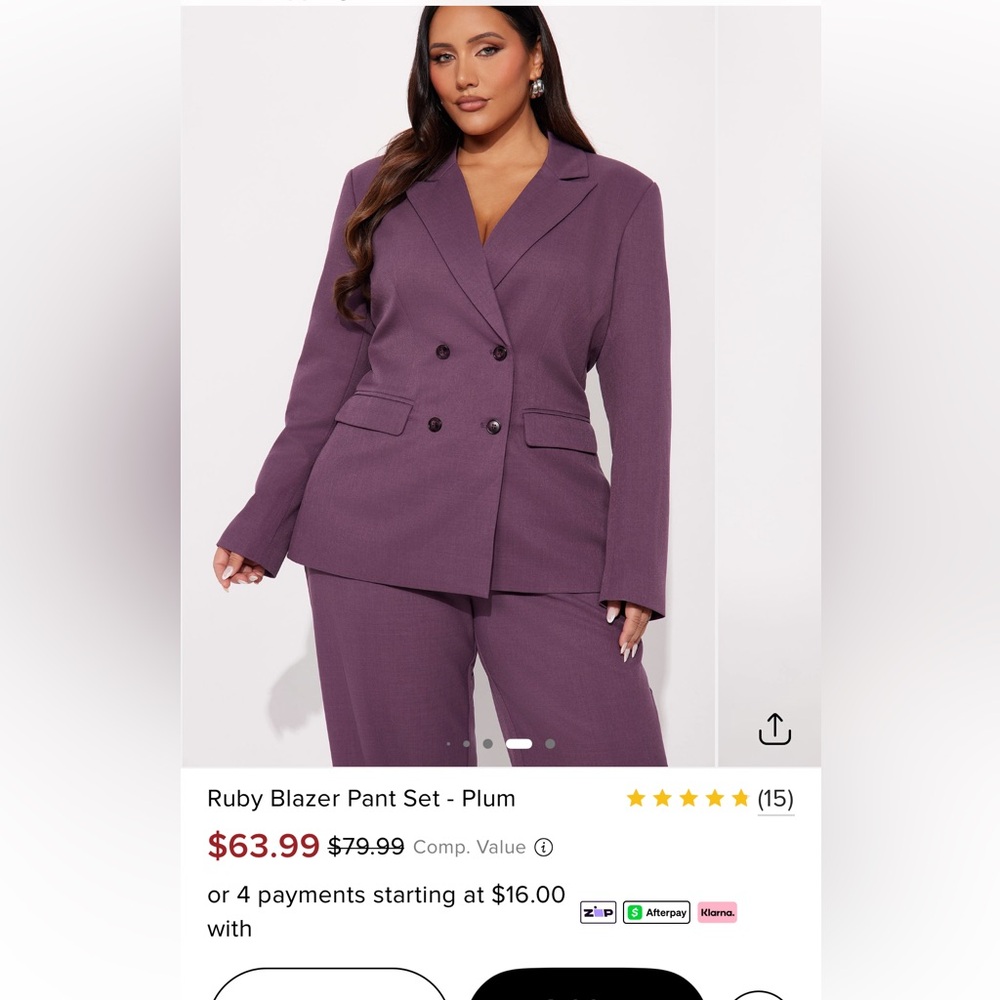 Fashion Nova Purple Blazer Pant Set